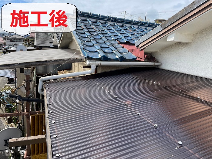 神戸市須磨区でベランダ屋根工事として波板貼り替えを行った後の様子
