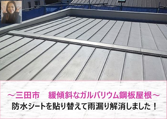 三田市 緩傾斜なガルバリウム鋼板屋根材から雨漏り!防水シート貼り替え【サキブログ】