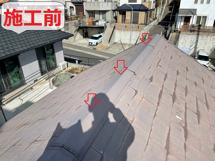 神戸市須磨区で屋根のメンテナンス工事を行う前の様子