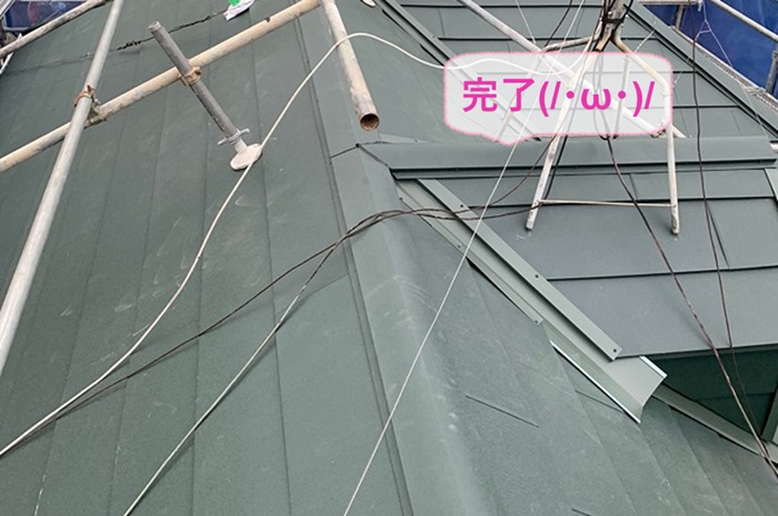 芦屋市で屋根足場が必要な屋根改修工事が完了した現場の様子