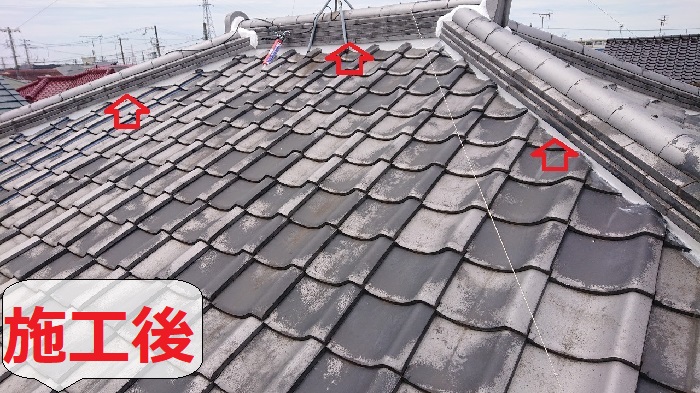 高砂市で和瓦屋根の漆喰詰め直し工事で雨漏り対策を行った後の様子
