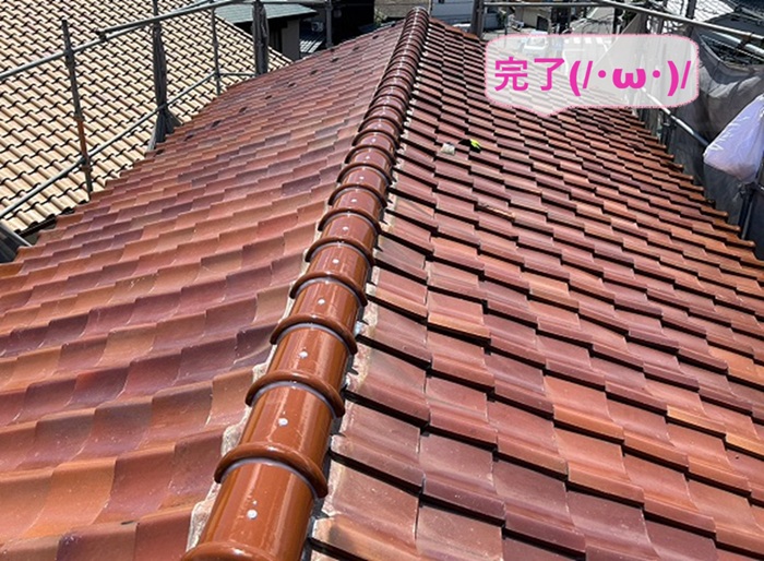 神戸市垂水区で自然災害に備えた日本瓦の修理が完了した現場の様子
