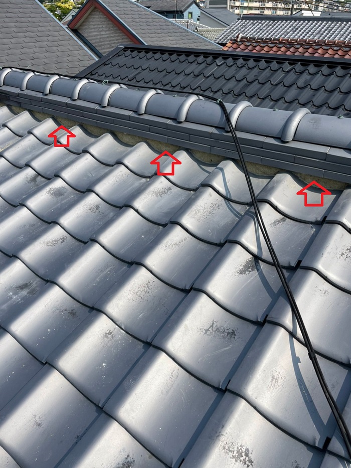 漆喰打ち替え前の棟