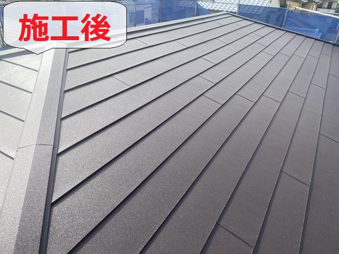 加古川市で屋根重ね葺き工事を行った後の様子