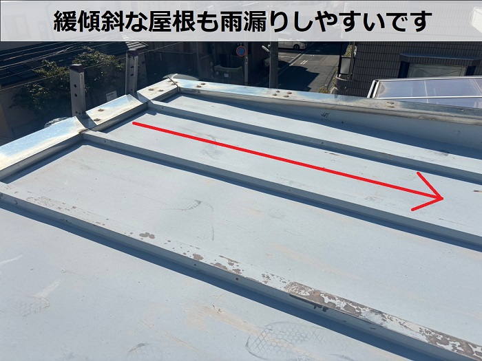 緩傾斜な屋根