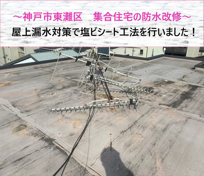 神戸市東灘区　集合住宅の屋上漏水対策！塩ビシート工法による防水改修【サキブログ】