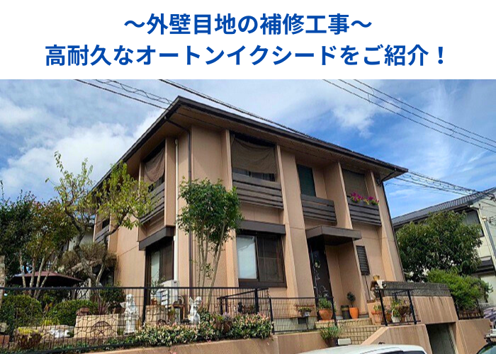丹波篠山市　外壁目地の補修工事を行う現場の様子