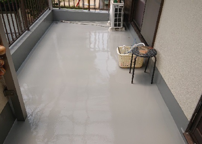 朝来市　バルコニー防水工事後のウレタン防水