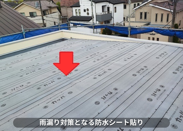 丹波篠山市　金属屋根葺き替え工事で防水シート貼り