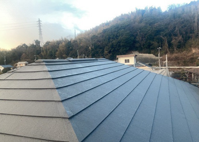 南あわじ市　積水ハウス戸建てのカラーベスト屋根へカバー工事した後の様子