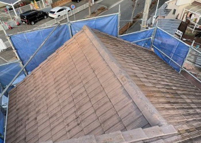 丹波篠山市　モニエル瓦の葺き替えリフォームを行う前の様子