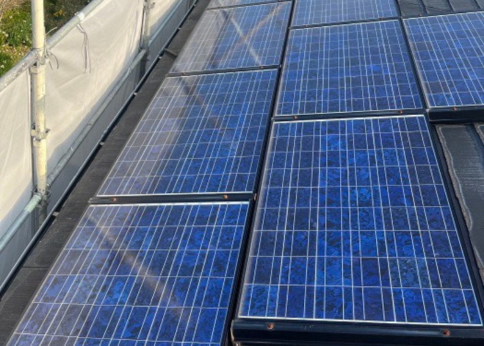 南あわじ市　太陽光パネル脱着の屋根カバー工事を行う前のスレート屋根