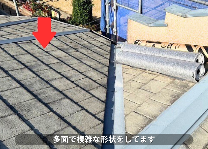 南あわじ市　多面で複雑な形状のスレート屋根