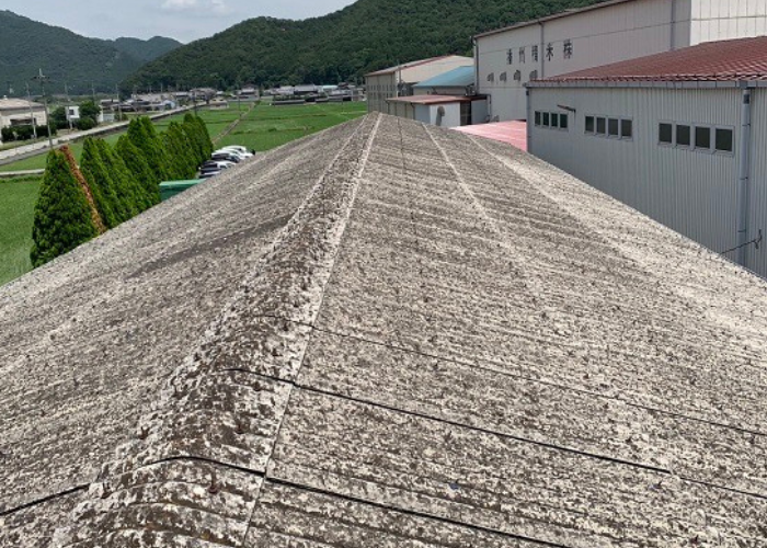 丹波篠山　工場の屋根カバー工事を行う前のスレート屋根