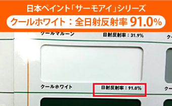 日本ペイント「サーモアイ」シリーズが、クールホワイト で全日射反射率 91.0％の効果を発揮