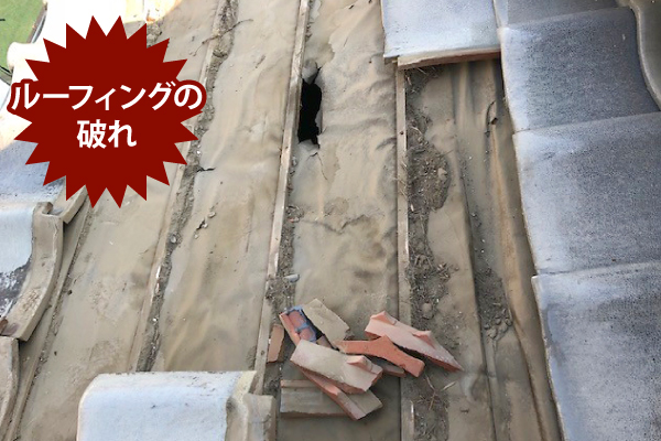 ルーフィングの破れ